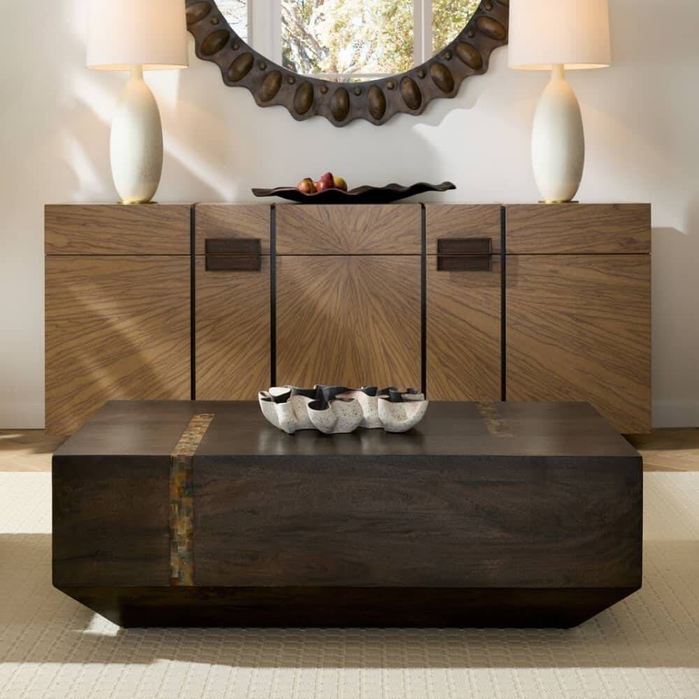 Gilmore 50 X 16.5 inch Umber and Natural Faux Horn Cocktail Table