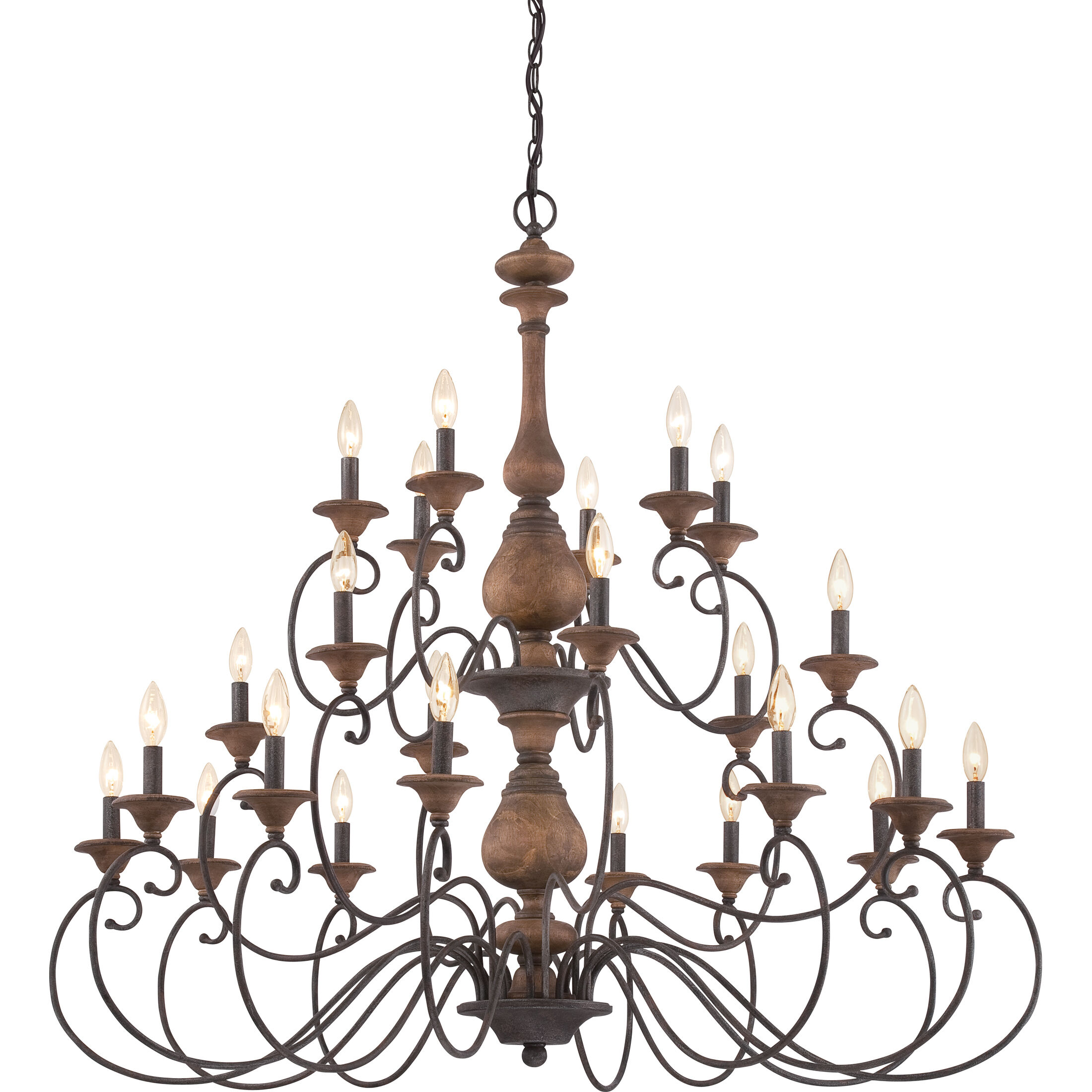 Auburn 24 Light 48 inch Rustic Black Foyer Chandelier Ceiling Light