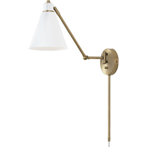 Bradley 1 Light 7 inch Aged Brass and White Sconce Wall Light