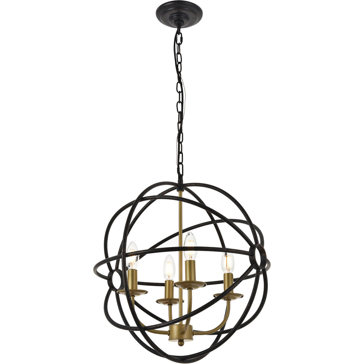Octavia 4 Light 18 inch Brass and Dark Brown Pendant Ceiling Light