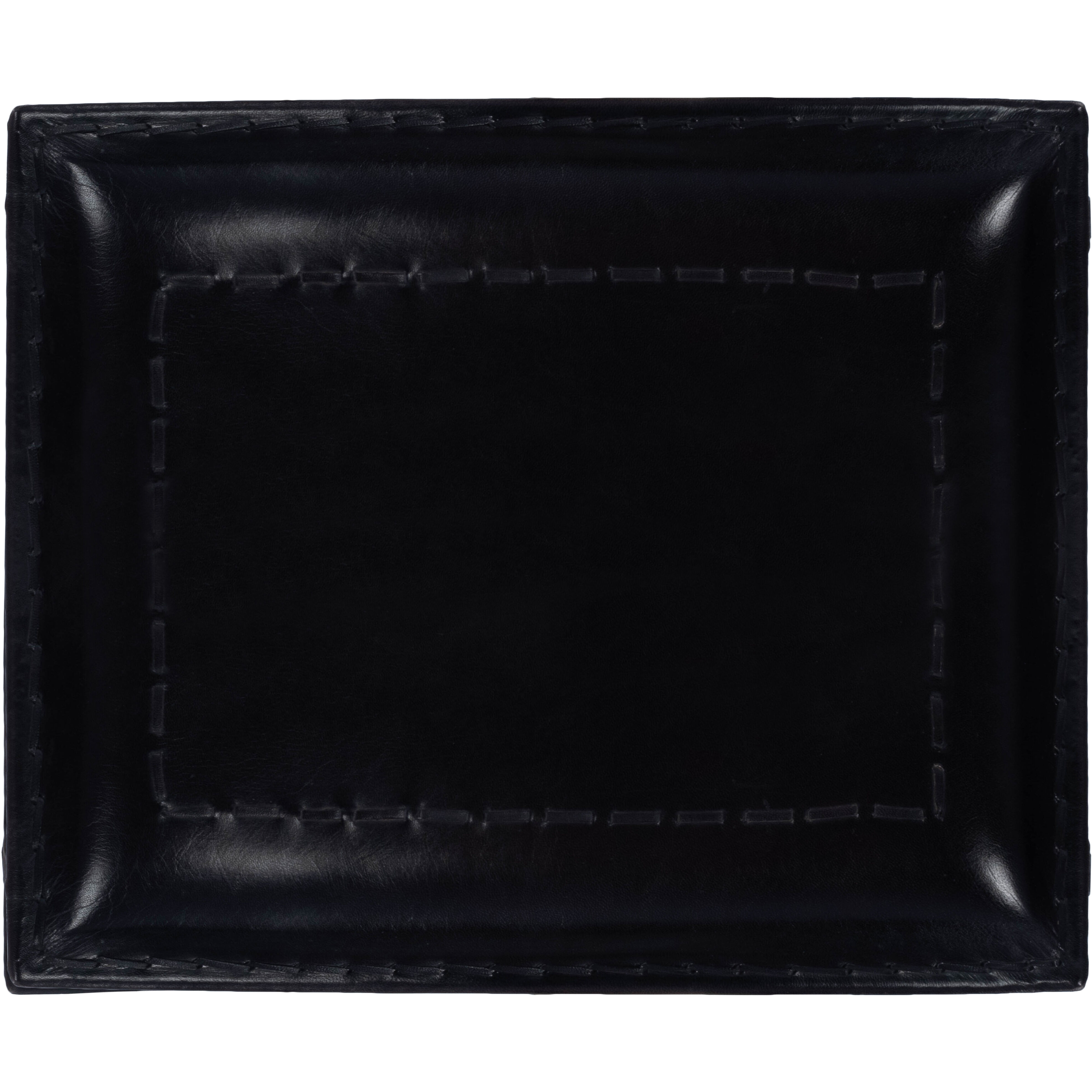 Melton Black Leather Ottoman or Stool