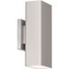 Edgey 2 Light 10 inch Brushed Aluminum Outdoor Wall Light in 4000K