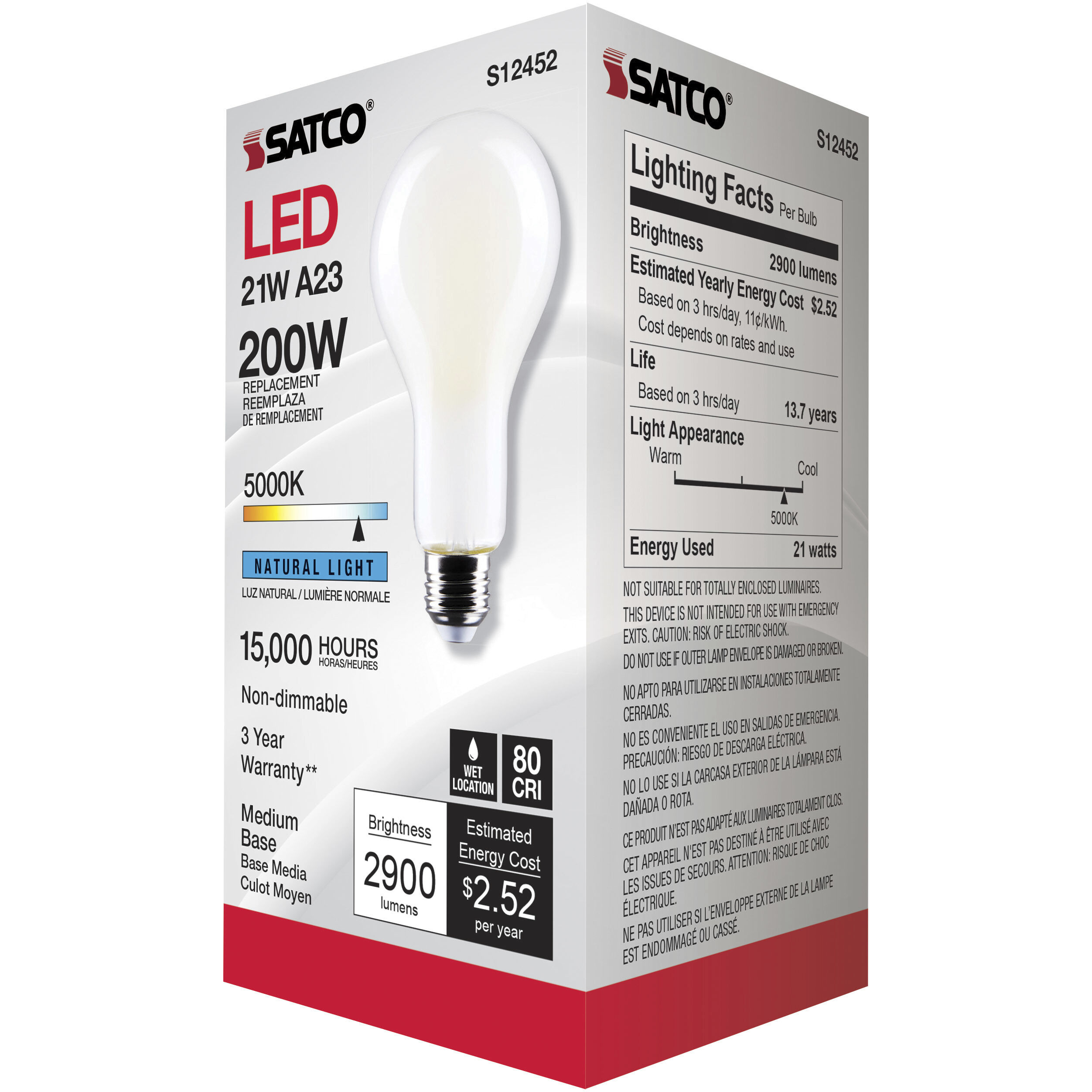 Lumos LED Medium Type A23 21.00 watt 5000K Light Bulb