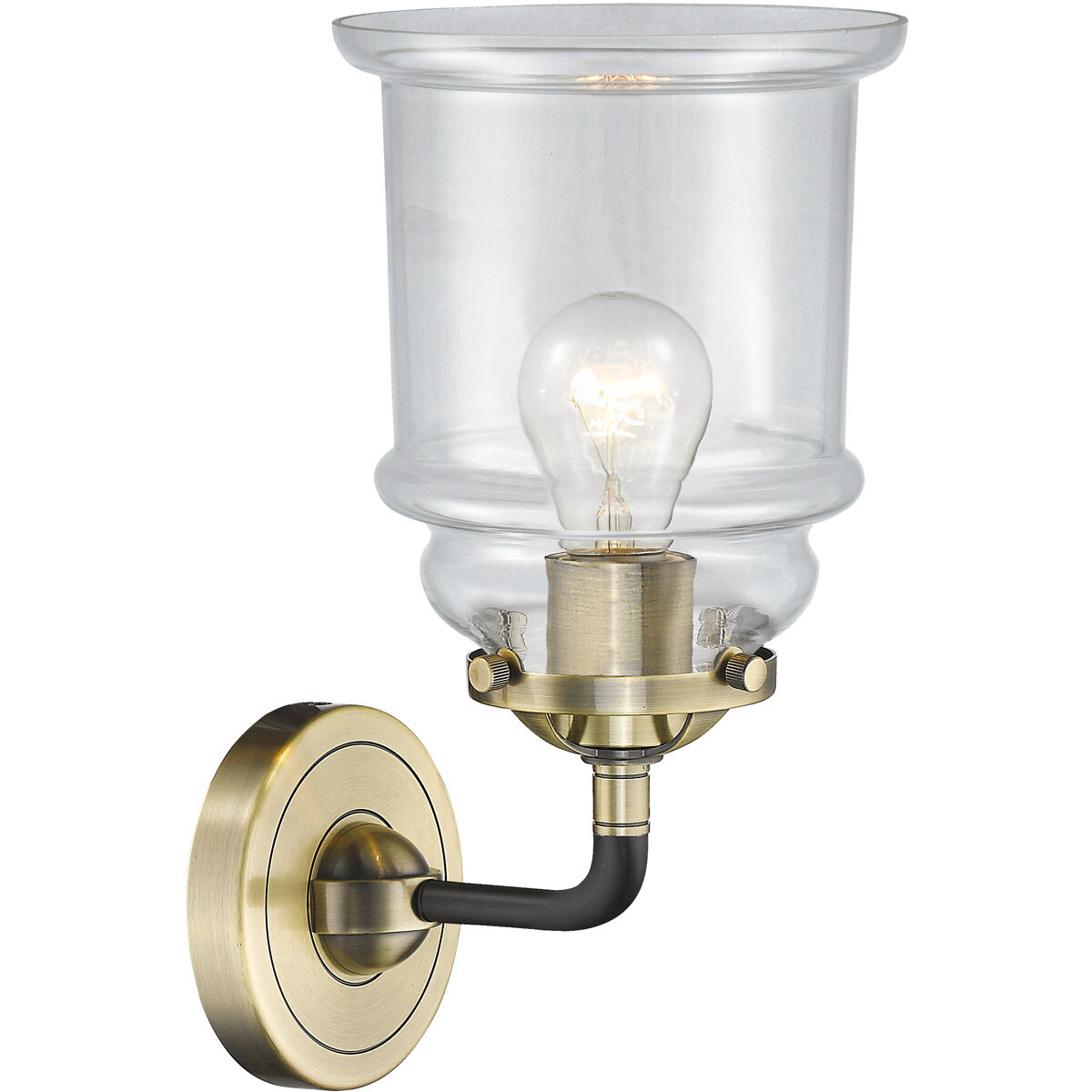 Nouveau Canton LED 6 inch Black Antique Brass Sconce Wall Light in Clear Glass, Nouveau