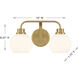 Contemporary 2 Light 16 inch Natural Brass Bathroom Vanity Light Wall Light