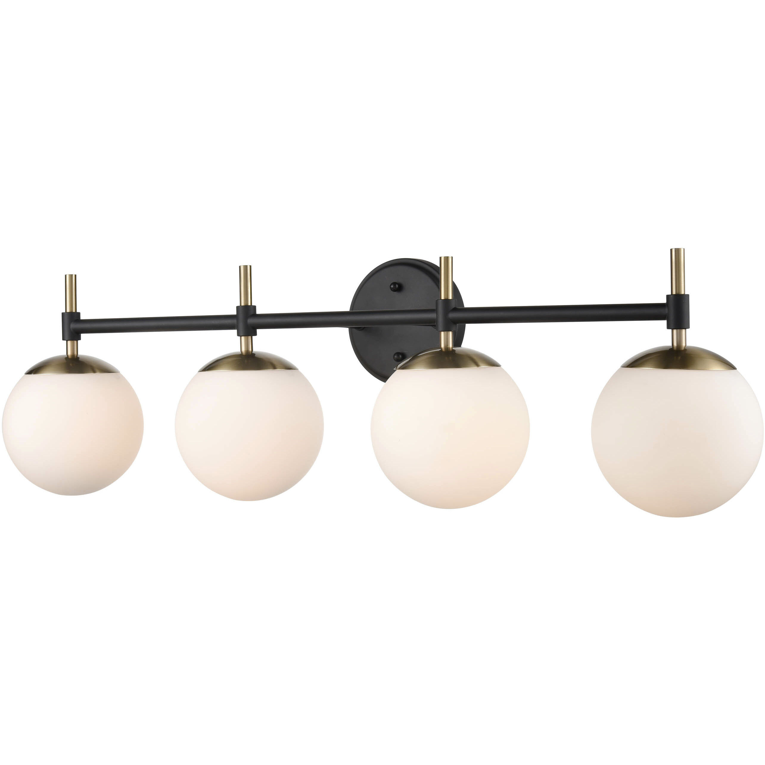 None 4 Light 33 inch Matte Black/Modern Gold Bathroom Vanity Light Wall Light