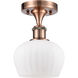 Ballston Fenton LED 7 inch Antique Copper Semi-Flush Mount Ceiling Light in Matte White Glass, Ballston