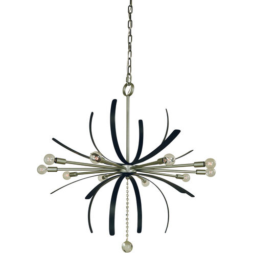Victoria 10 Light 36 inch Satin Pewter With Matte Black Dining Chandelier Ceiling Light 