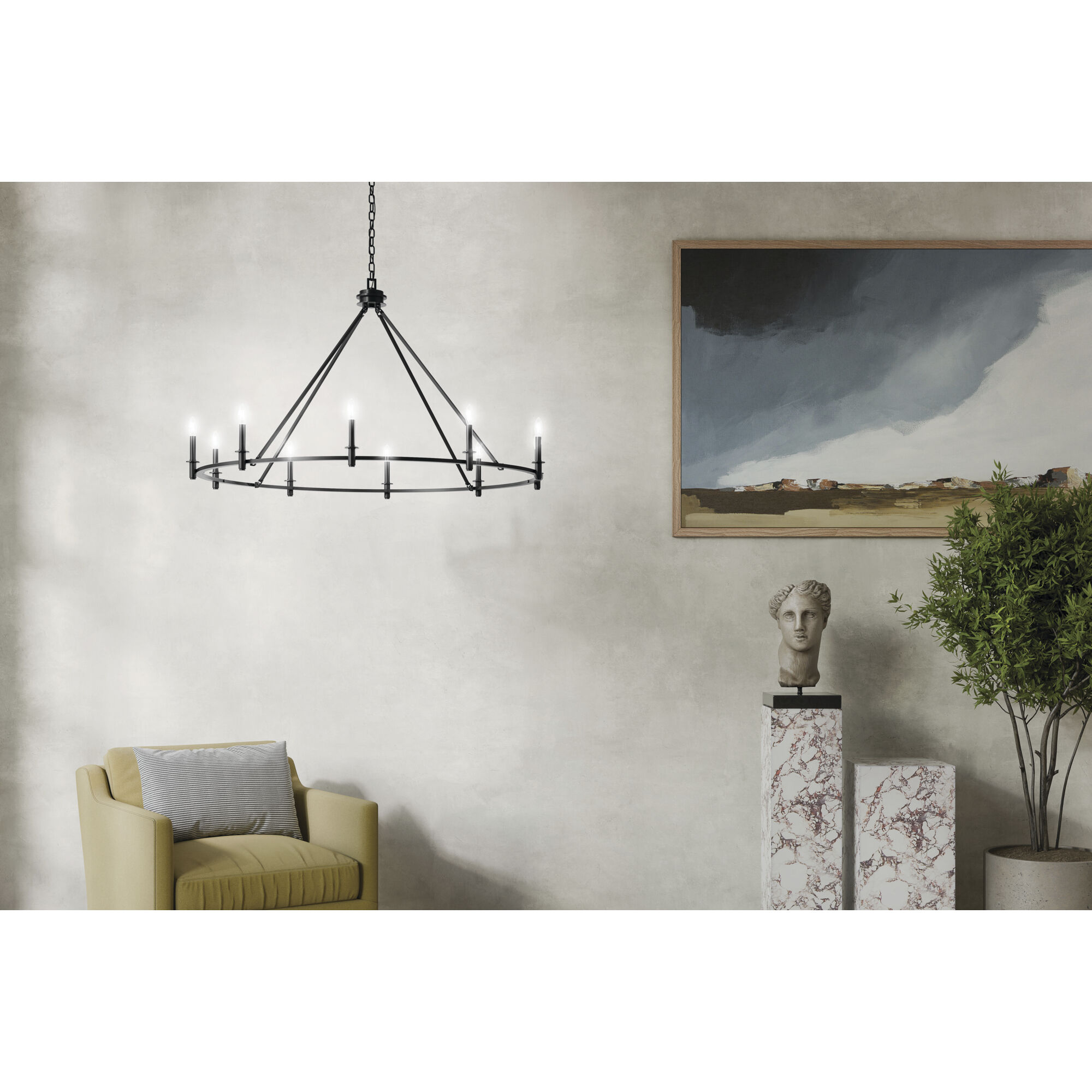 Carrick 10 Light Black Chandelier Ceiling Light, 1 Tier Large