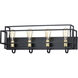 Liner 4 Light 28.5 inch Black and Satin Brass Bath Vanity Wall Light