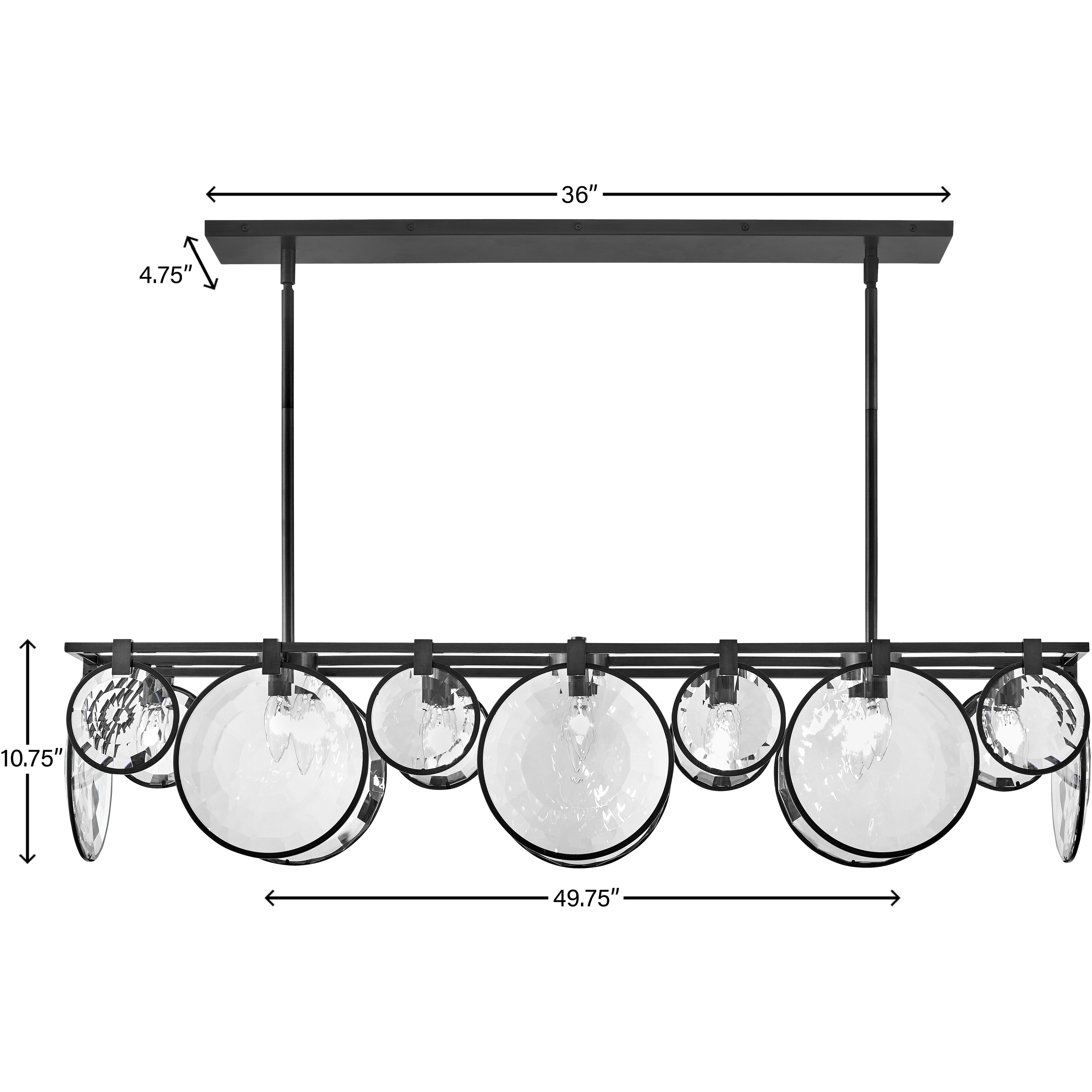 Nala LED 49.75 inch Black Chandelier Ceiling Light, Linear & Oval