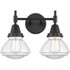 Caden 2 Light 16 inch Matte Black Bath Vanity Light Wall Light in Clear Glass