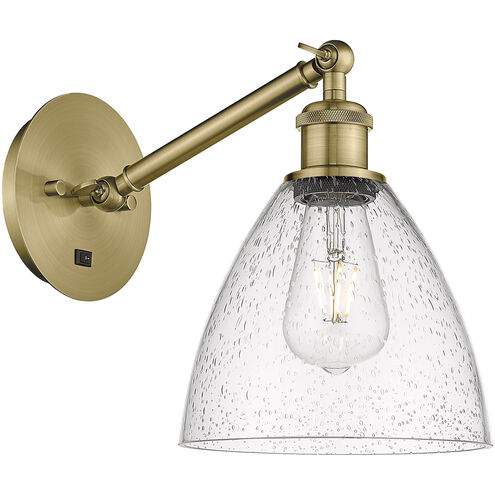 Ballston Dome LED 8 inch Antique Brass Sconce Wall Light in Seedy Glass