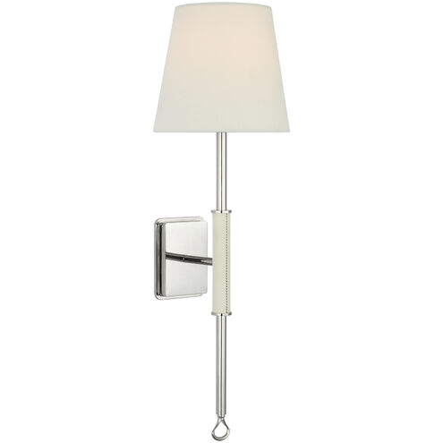 Amber Lewis Griffin LED 6.5 inch Polished Nickel and Parchment Leather Tail Sconce Wall Light