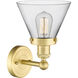 Cone 1 Light 7.75 inch Satin Gold Sconce Wall Light in Clear Glass, Large