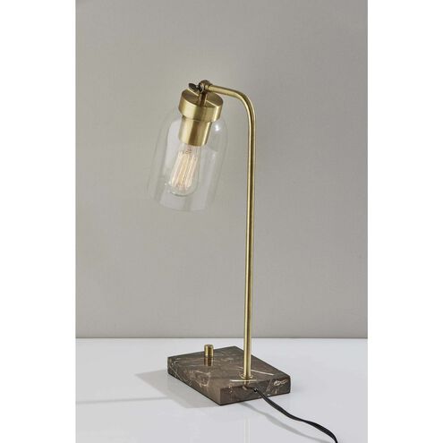 Bristol 19 inch 40.00 watt Antique Brass Desk Lamp Portable Light