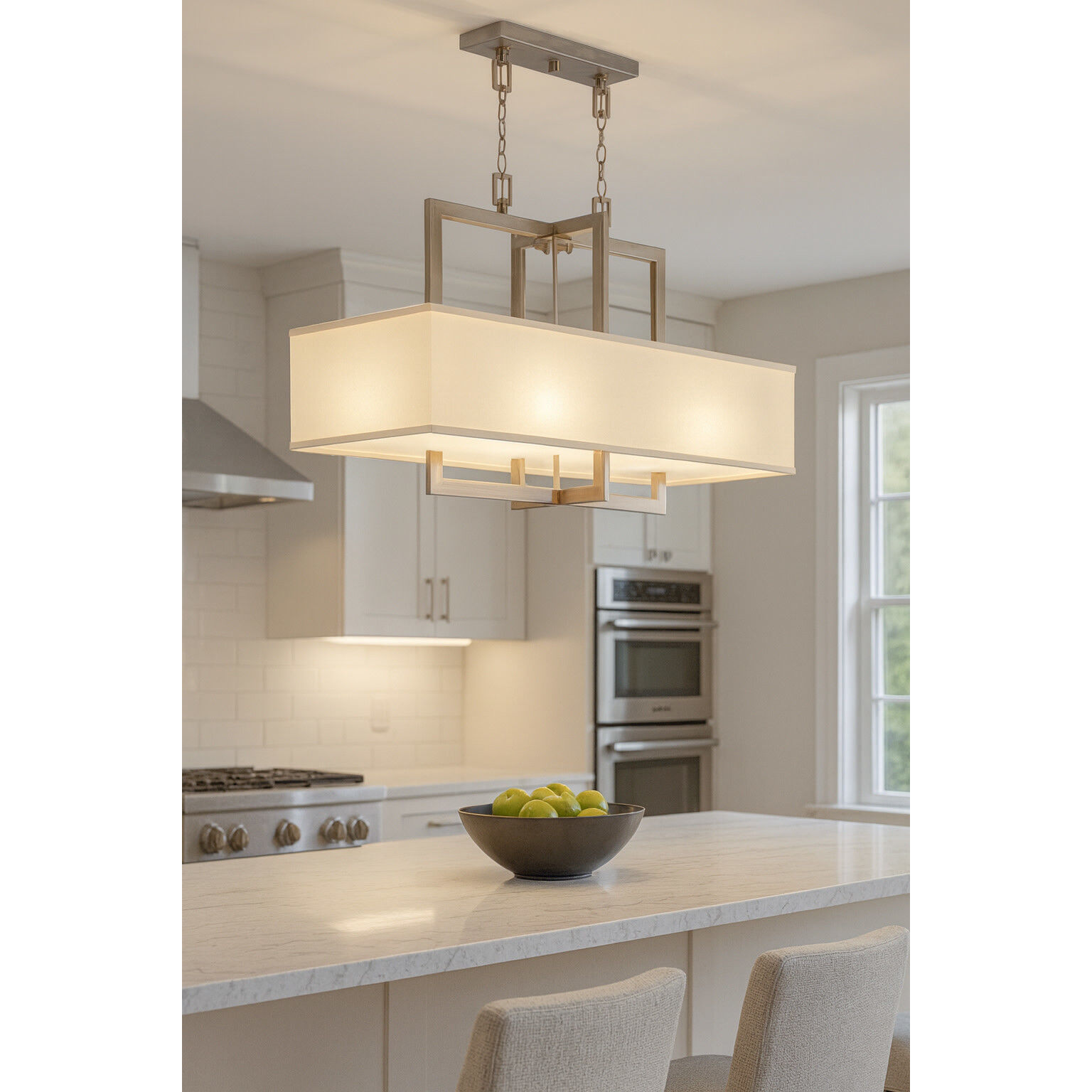 Hampton 4 Light 42 inch Antique Nickel Indoor Linear Chandelier Ceiling Light