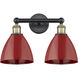 Plymouth Dome 2 Light 16.5 inch Black Antique Brass and Red Bath Vanity Light Wall Light