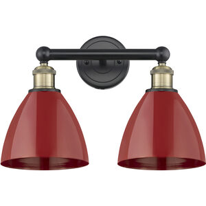 Plymouth Dome 2 Light 16.5 inch Black Antique Brass and Red Bath Vanity Light Wall Light