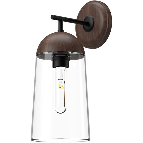 Alora Mood Emil 1 Light 6 inch Matte Black and Walnut Bath Vanity Light Wall Light