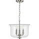 Winslett 3 Light 14 inch Brushed Nickel Semi-Flush Mount Convertible Ceiling Light
