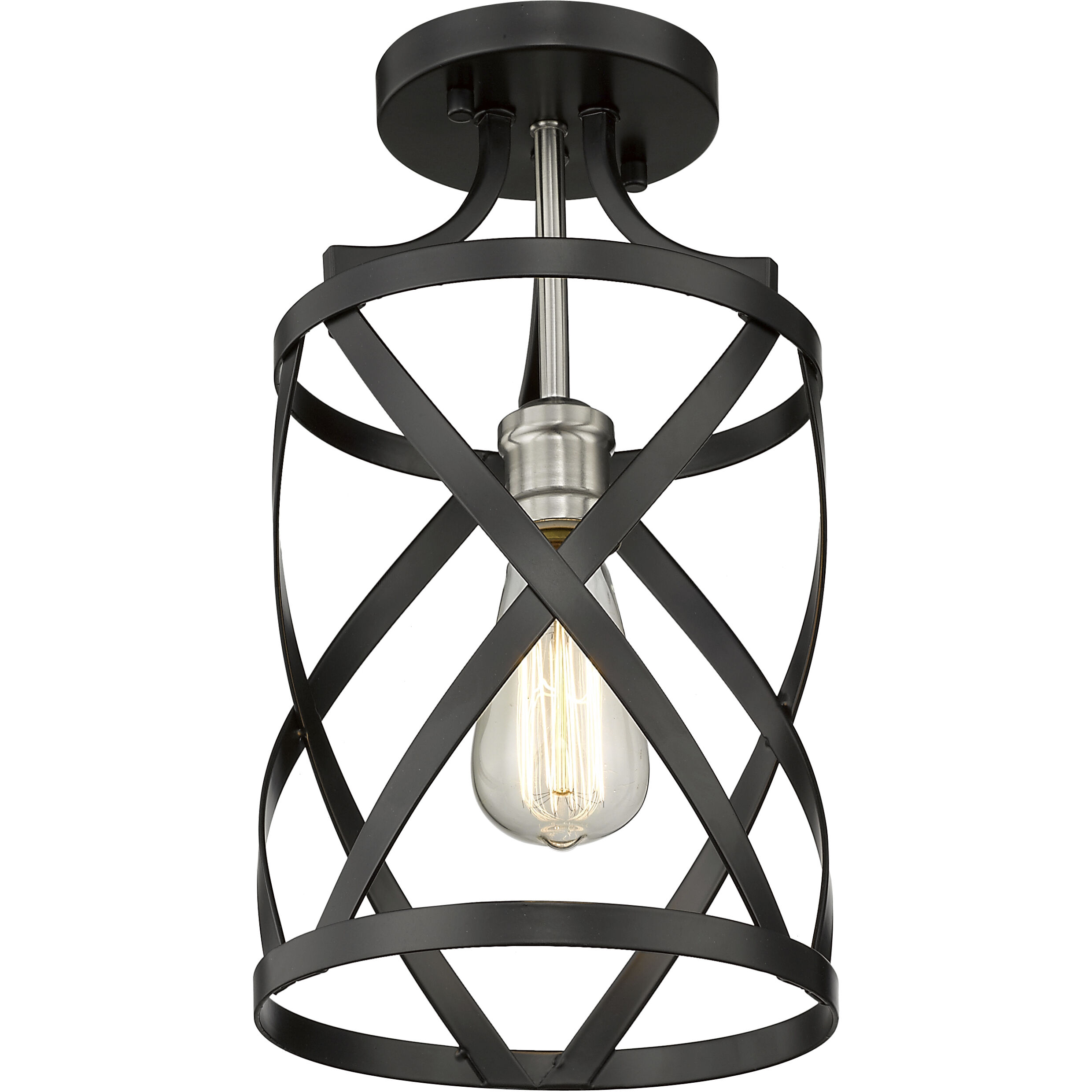 Malcalester 1 Light 8 inch Matte Black and Brushed Nickel Flush Mount Ceiling Light