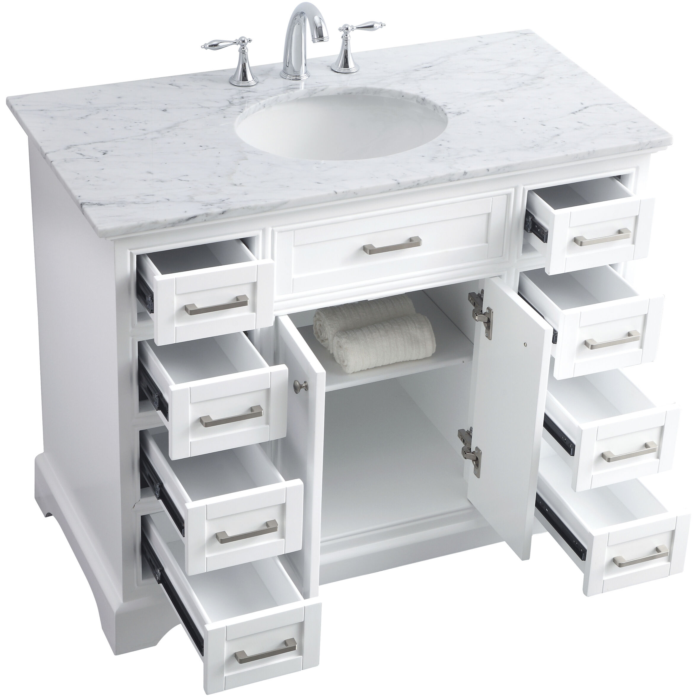 Americana 84 X 22 X 70 inch White Vanity Sink Set