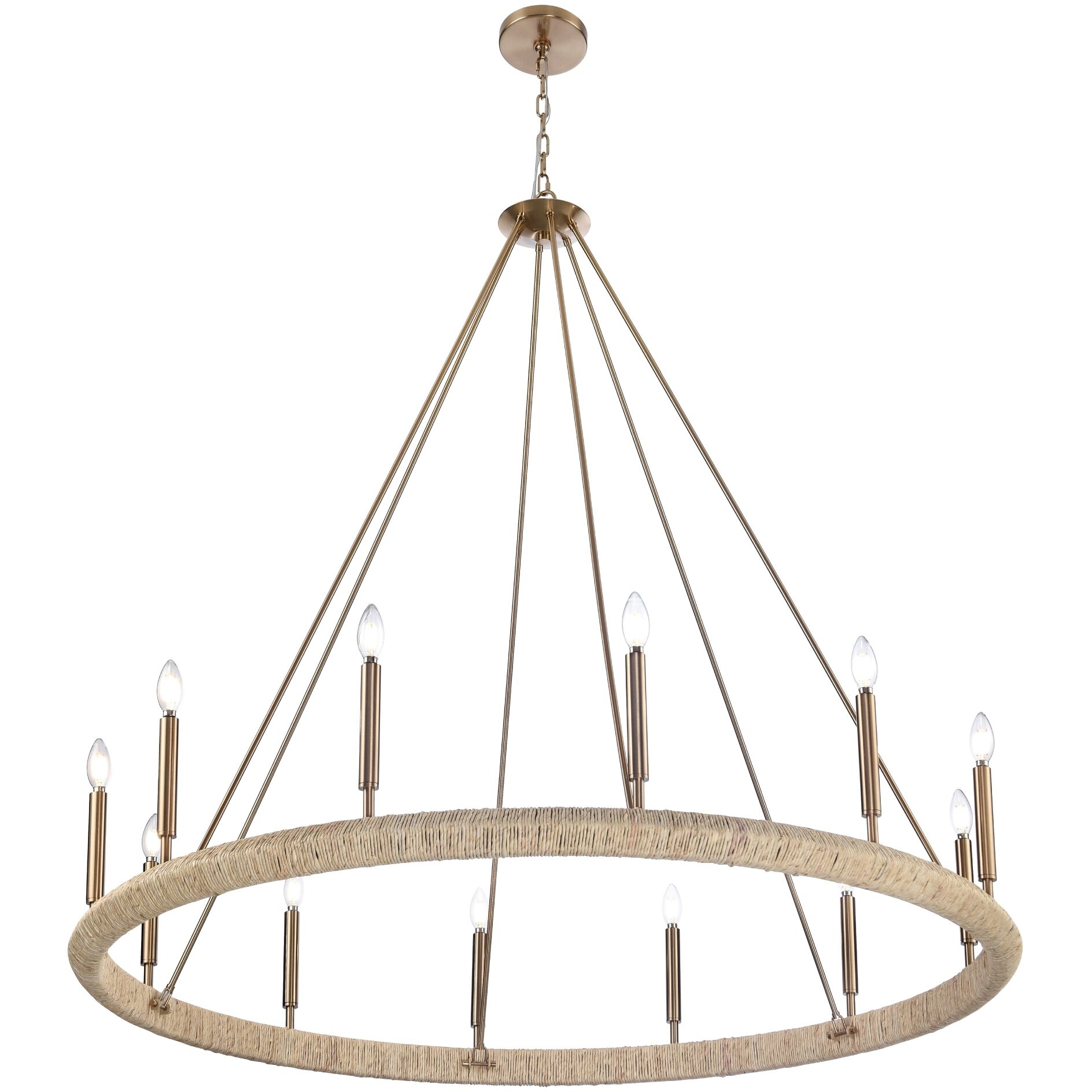 Cabana 12 Light 52 inch Lacquered Gold Chandelier Ceiling Light