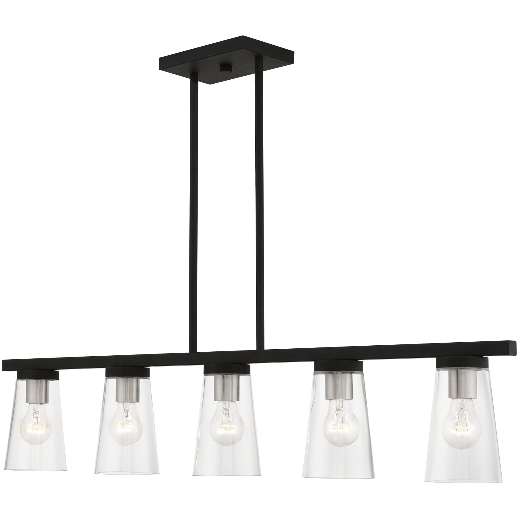 Cityview 5 Light 40 inch Black with Brushed Nickel Accents Linear Chandelier Ceiling Light