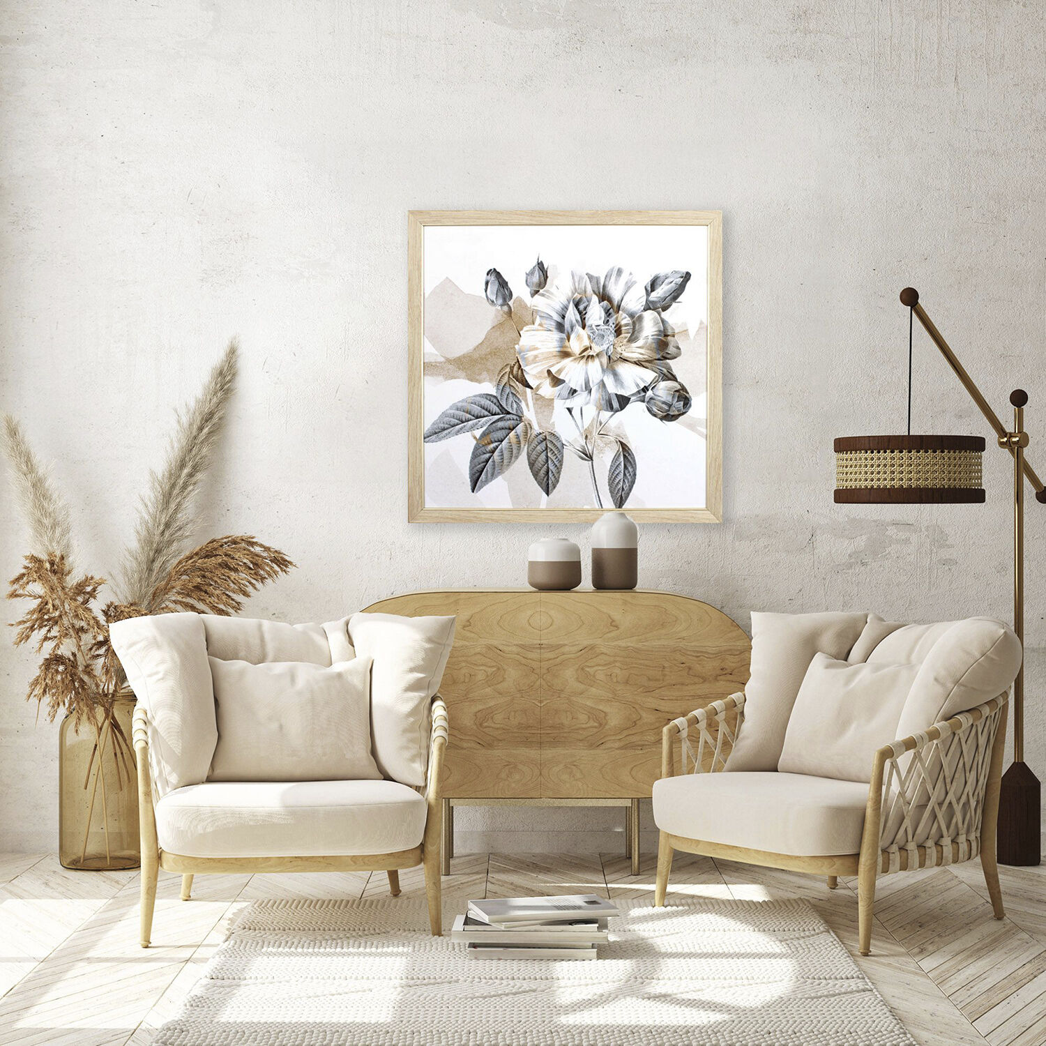 Graceful Garden Neutral and Brown Framed Art, Propac