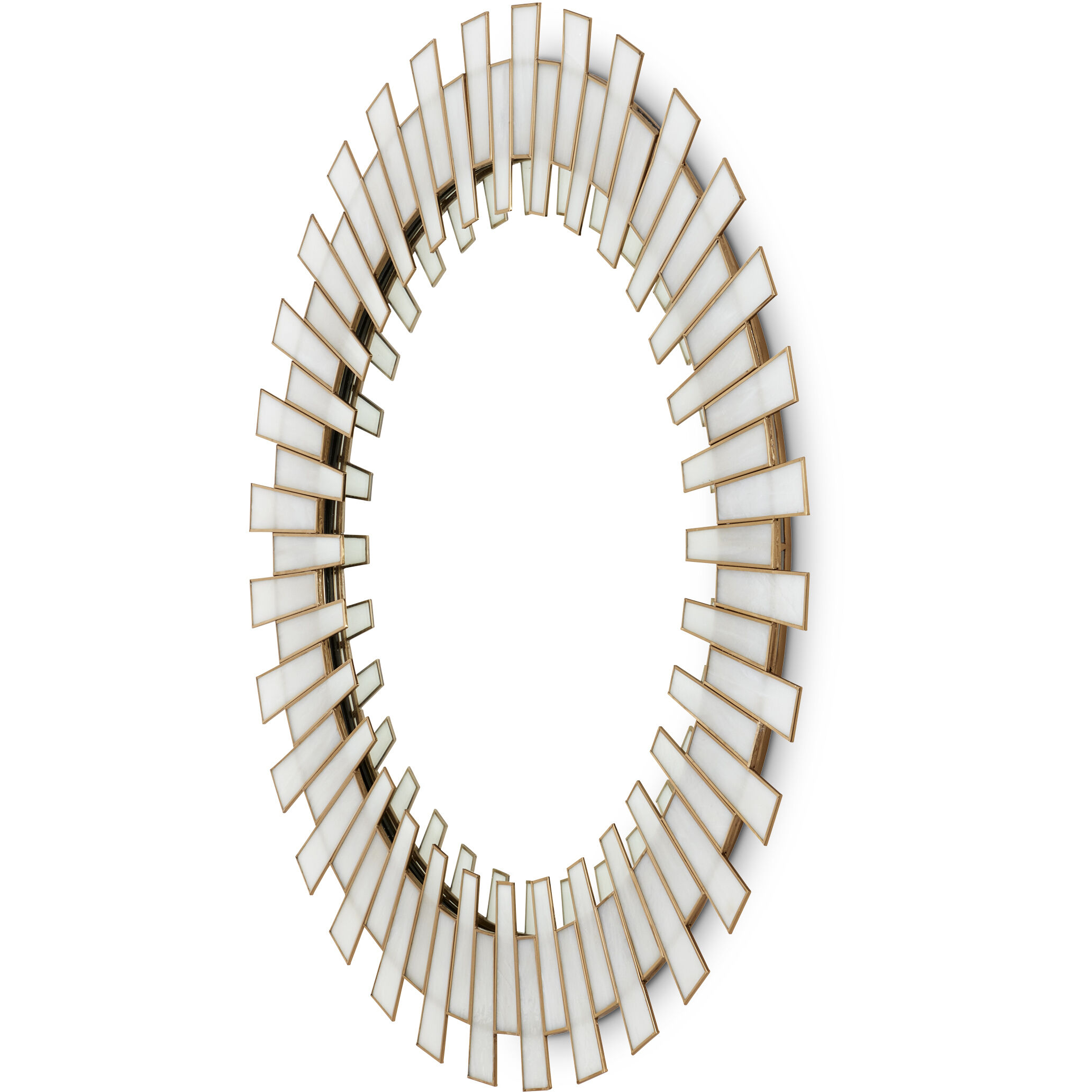 Glasdele 39.5 inch Antique Brass/White/Mirror Mirror