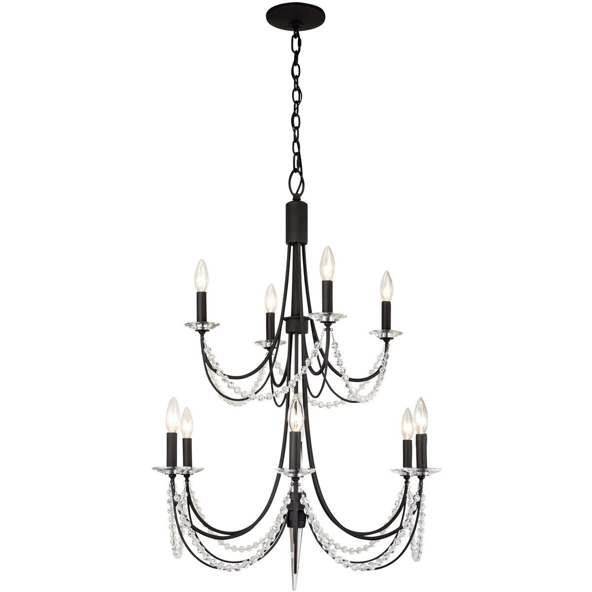 Varaluz 350C10CB Brentwood 10 Light 26 inch Black Chandelier