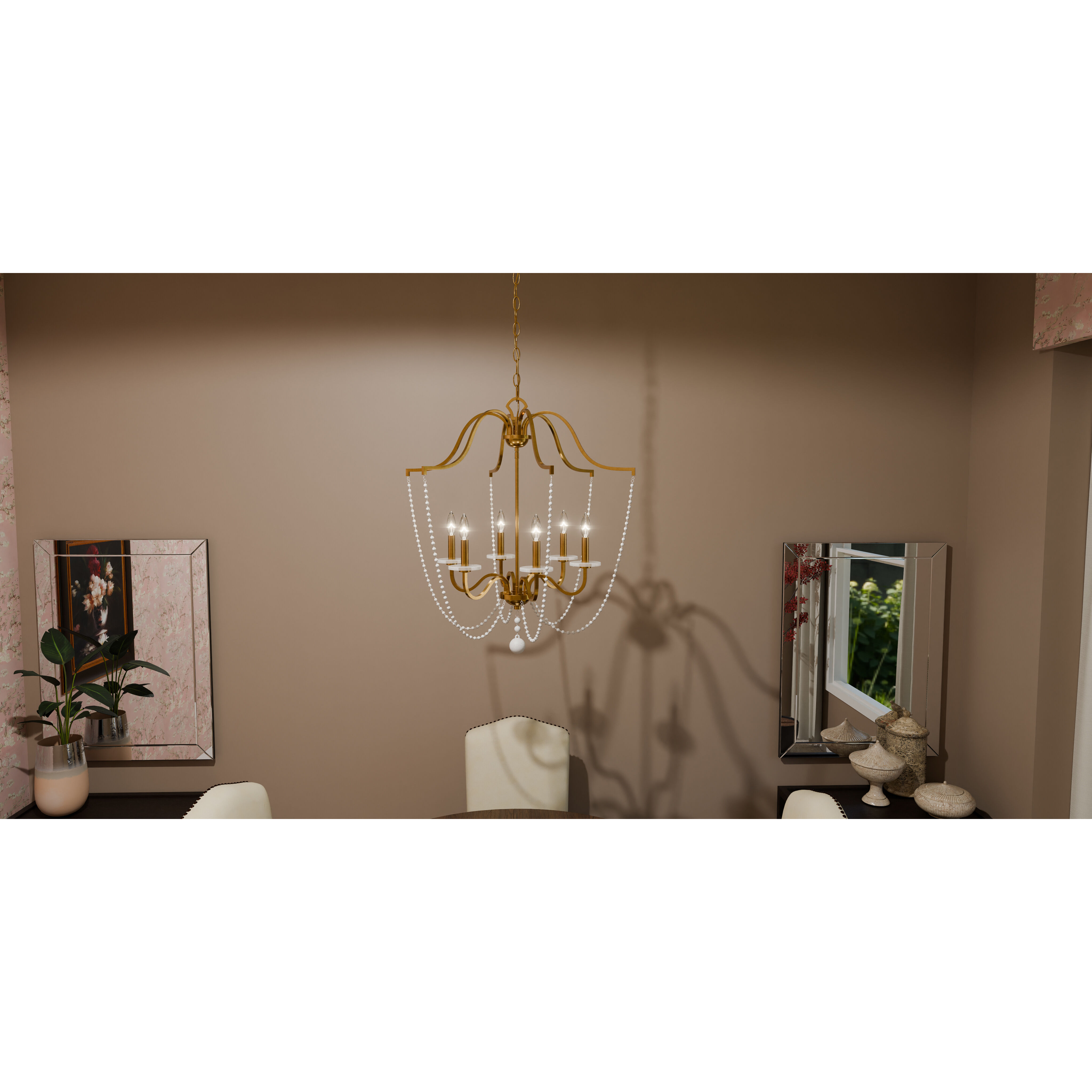 Sunday 6 Light 28 inch Aged Brass Chandelier Ceiling Light