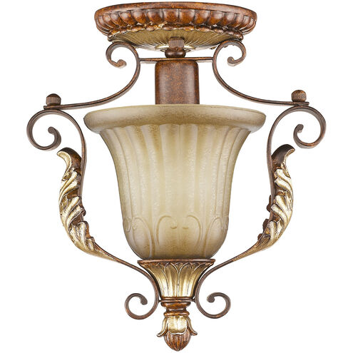Villa Verona 1 Light 10 inch Verona Bronze with Aged Gold Leaf Accents Semi-Flush Mount Ceiling Light