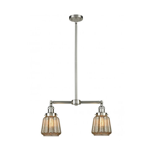 Franklin Restoration Chatham LED 21 inch Brushed Satin Nickel Chandelier Ceiling Light in Mercury Glass, Franklin Restoration