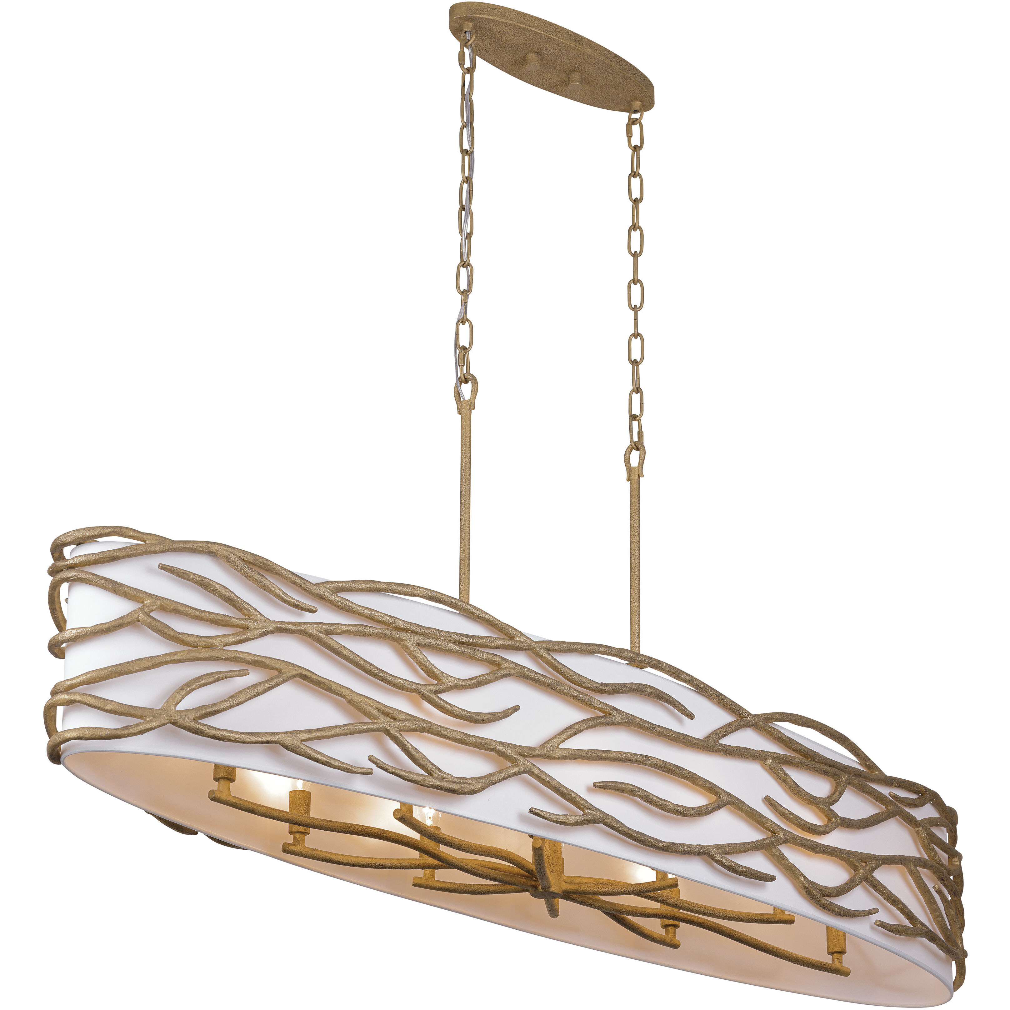 Branch Reality 10 Light 60 inch Textured Ashen Gold Island Light Ceiling Light