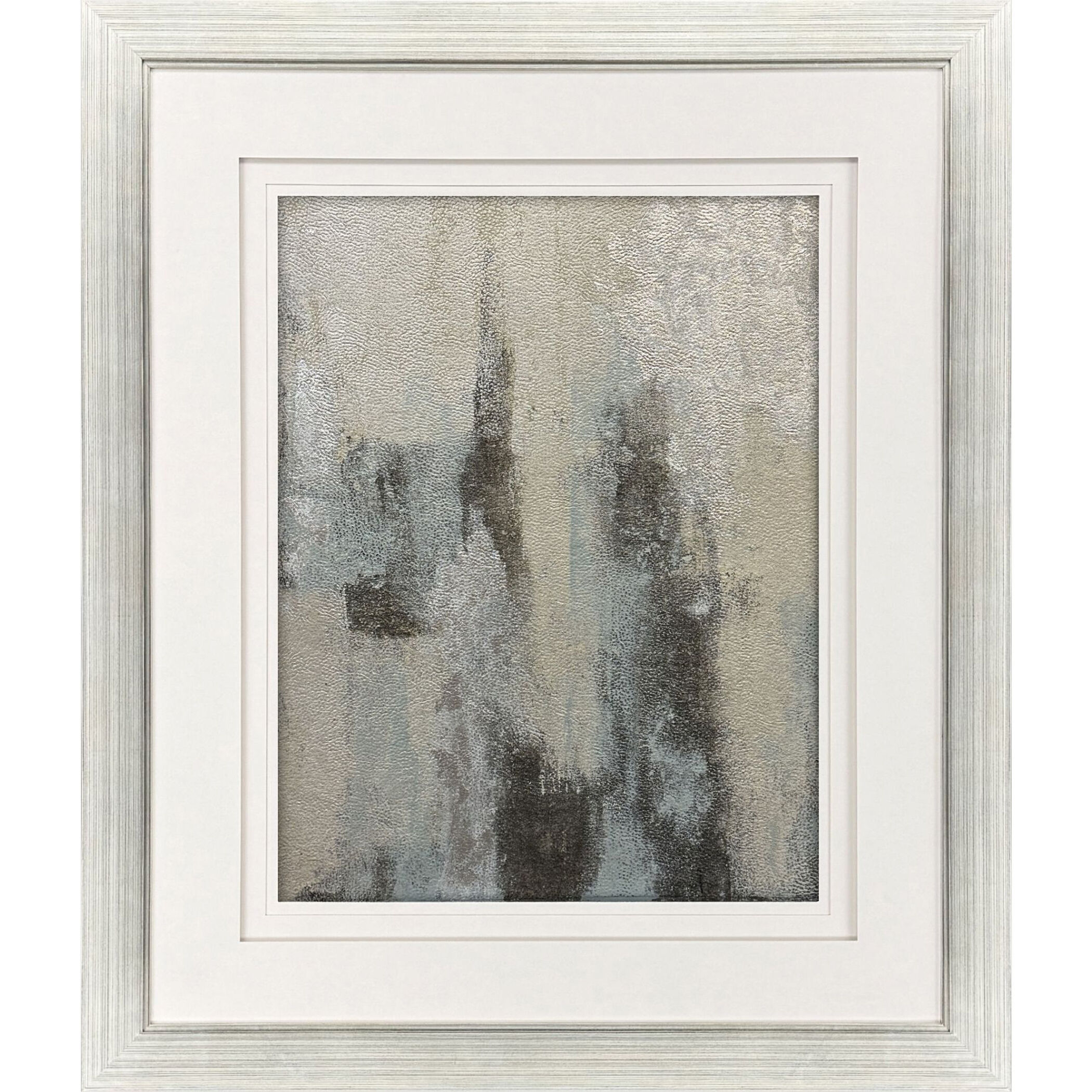 Concrete Planet Gray and Blue and Metallic and White Framed Art, The Studio