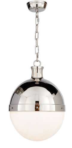Visual Comfort Thomas O'Brien Large Hicks Pendant in Polished Nickel with White Glass TOB5063PN-WG - Open Box