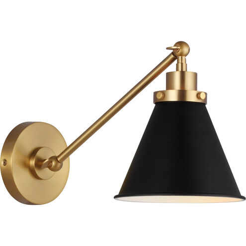 C&M by Chapman & Myers Wellfleet 15.88 inch 75 watt Midnight Black and Burnished Brass Task Sconce Wall Light in Midnight Black / Burnished Brass