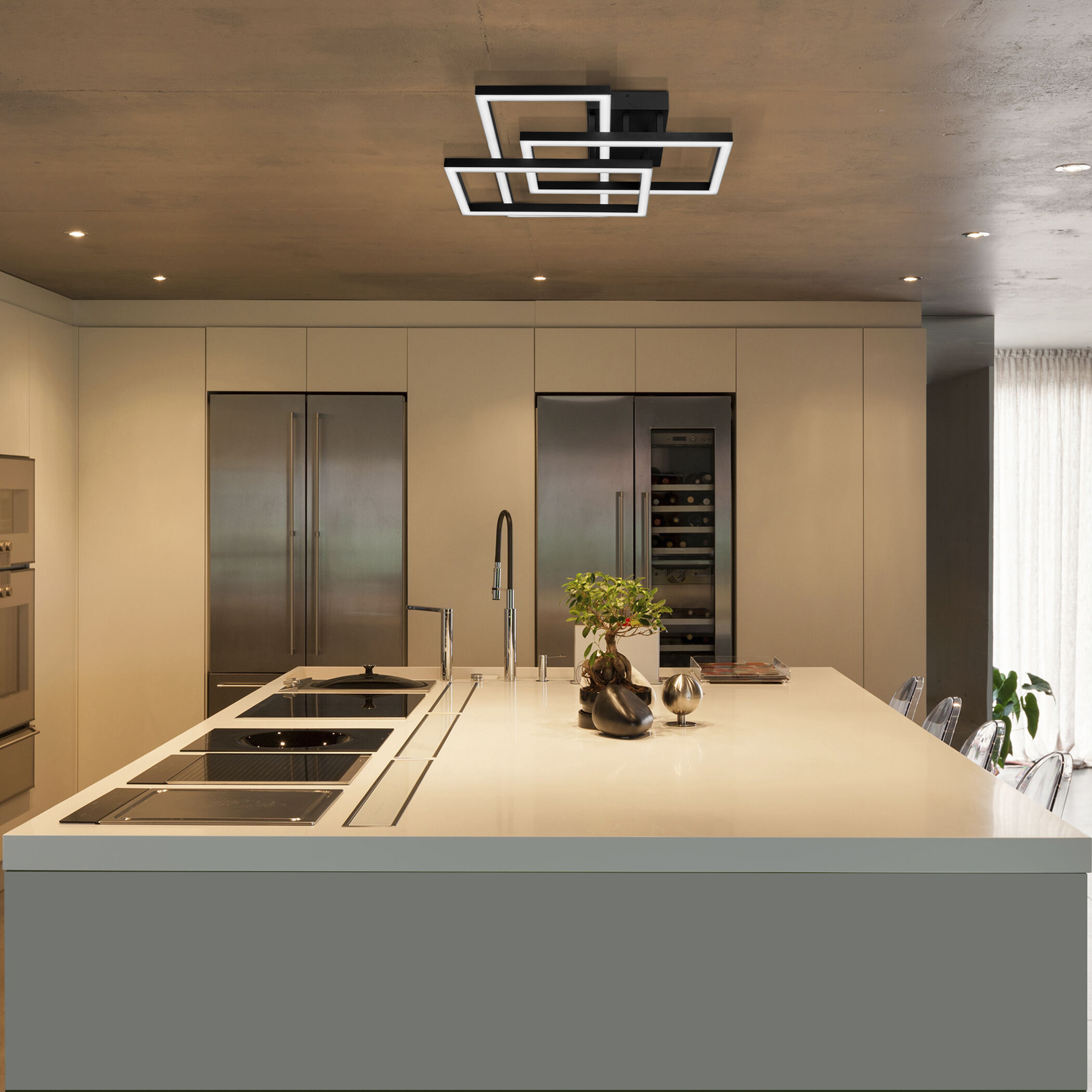 Radium 27.5 inch Black Semi-Flush Ceiling Light