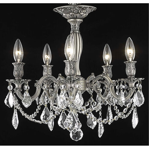 Rosalia 5 Light 18 inch Pewter Flush Mount Ceiling Light in Clear, Royal Cut