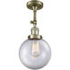 Franklin Restoration Large Beacon 1 Light 8 inch Antique Brass Semi-Flush Mount Ceiling Light in Clear Glass, Franklin Restoration