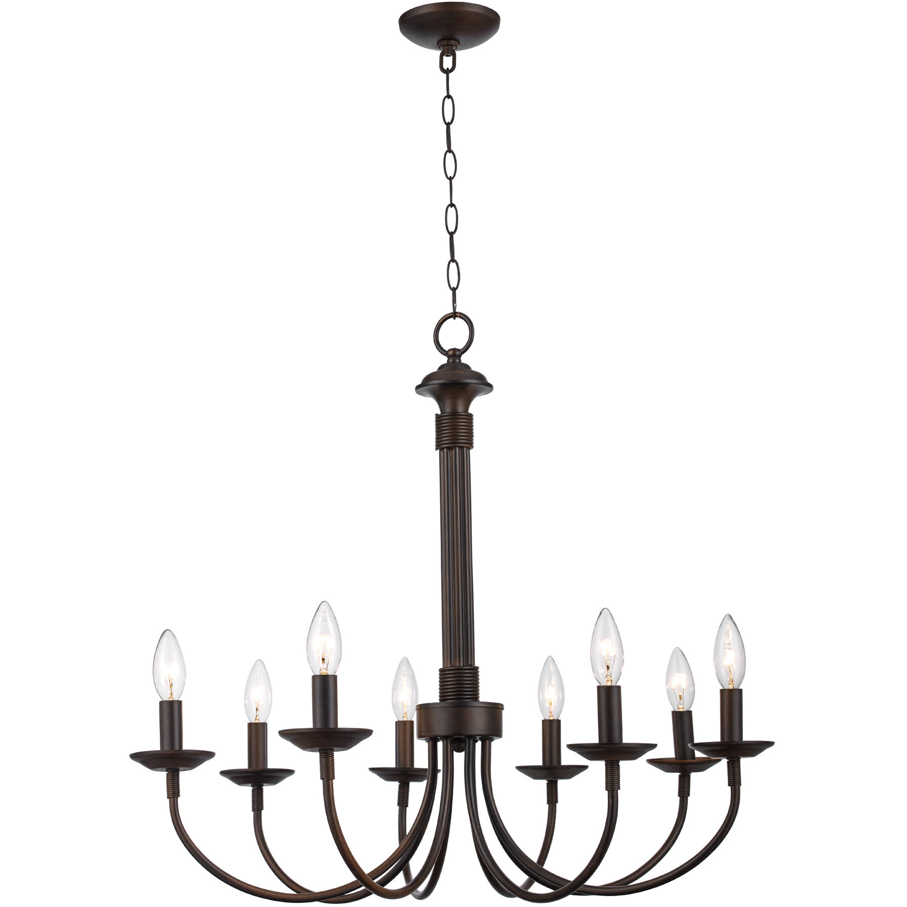 Candle 8 Light 27 inch Rubbed Oil Bronze Chandelier Ceiling Light