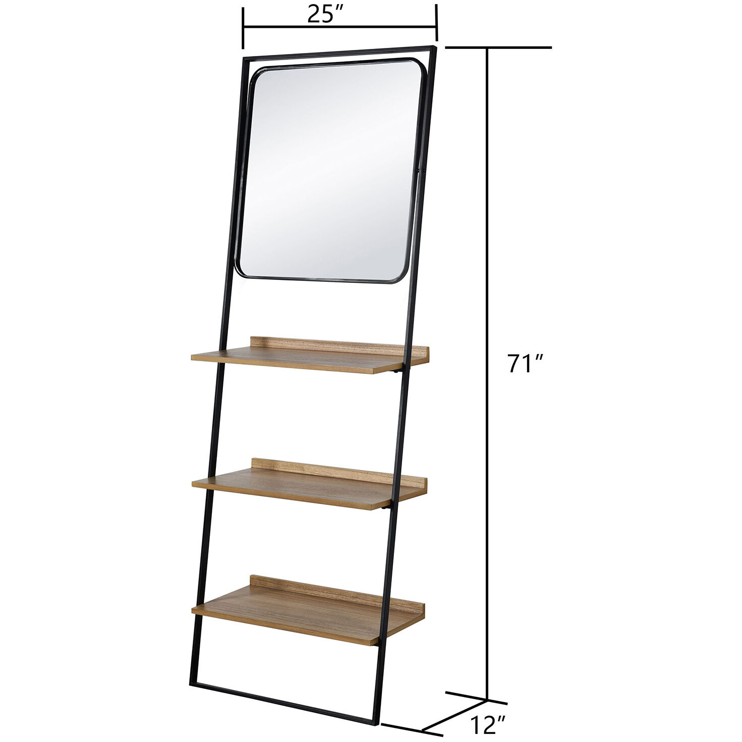 Lena 24.5 inch Black and Wood Brown Standing Shelves