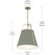 Etcher 2 Light Heritage Green and Champagne Bronze Pendant Ceiling Light