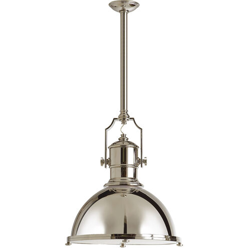 Chapman & Myers Country Industrial 1 Light 19.5 inch Polished Nickel Pendant Ceiling Light, Large