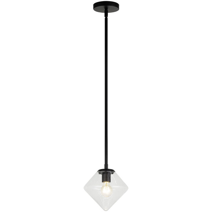Novo 1 Light 7.88 inch Black Chandelier Ceiling Light in Black and Clear