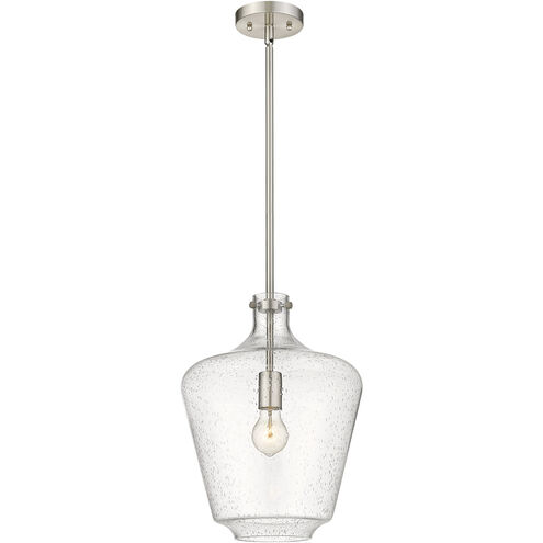 Lowell 1 Light 12 inch Brushed Satin Nickel Mini Pendant Ceiling Light in Seedy Glass