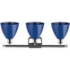 Ballston Plymouth Dome 3 Light 28 inch Polished Chrome Bath Vanity Light Wall Light in Matte Blue
