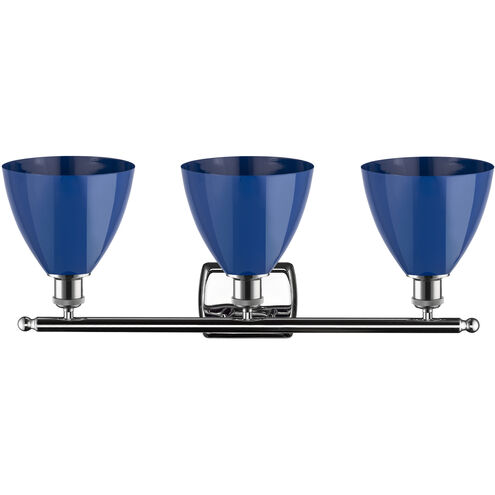 Ballston Plymouth Dome 3 Light 28 inch Polished Chrome Bath Vanity Light Wall Light in Matte Blue